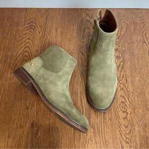 Franco Sarto Olive Green Suede Ankle Boots Size 8.5